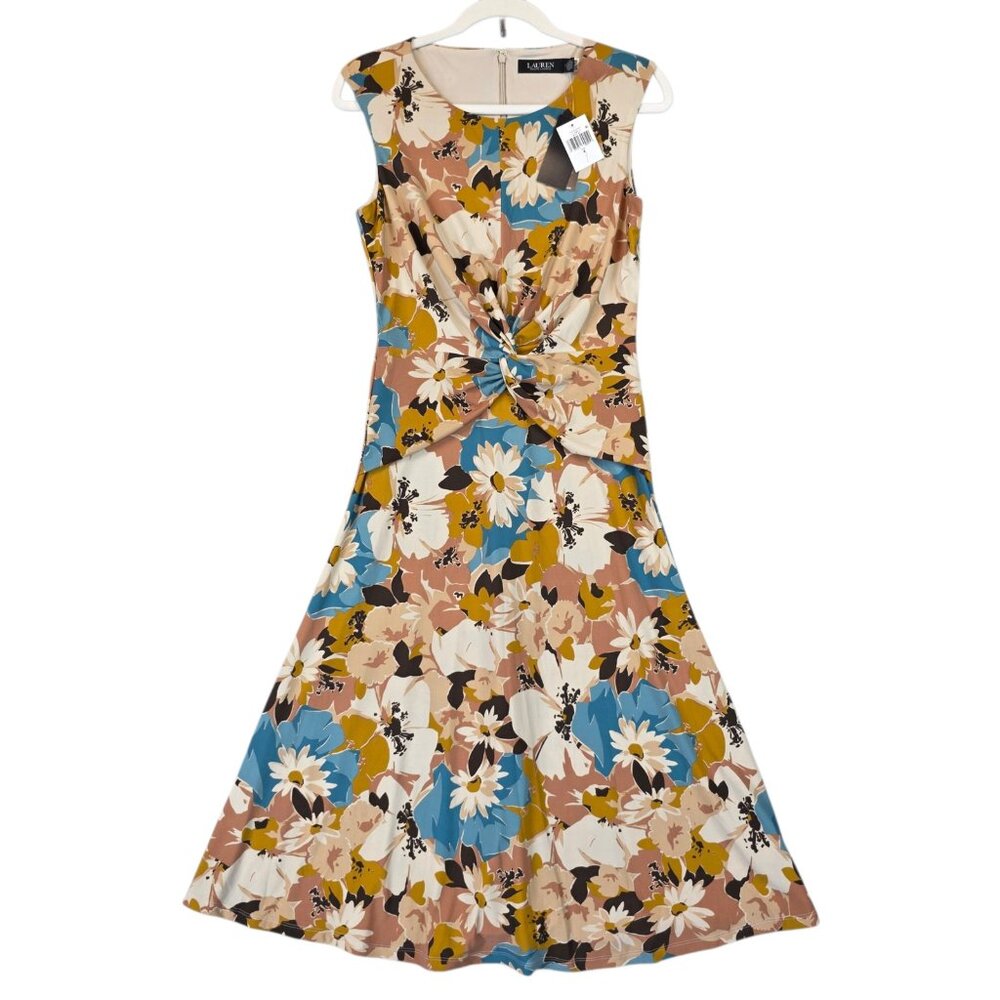 Lauren Ralph Lauren Dress Womens 4 Floral Twist Front Fit & Flare Sleeveless